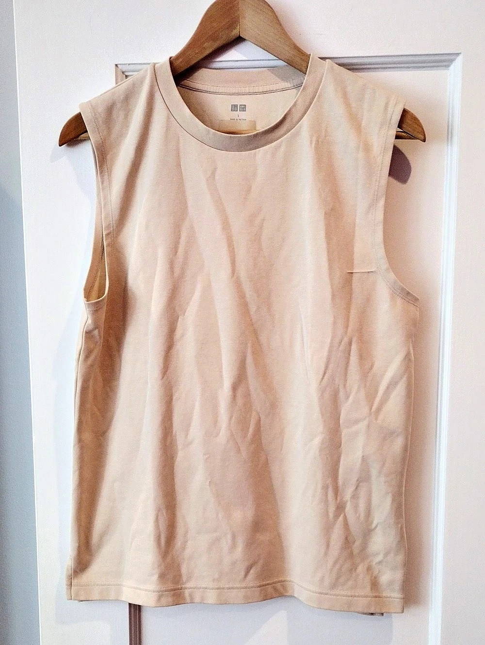 Uniqlo AIRism Cotton Sleeveless T-Shirt Muscle Tee Pink Small
